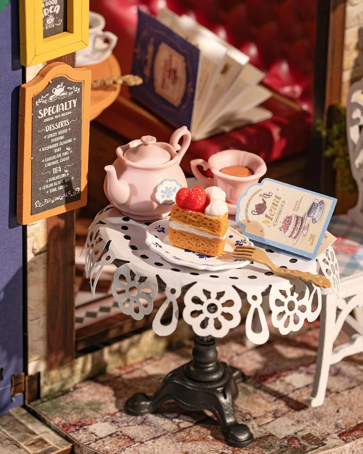 Rolife DIY Miniature Dollhouse Kit Leisure Time Tea Roomcrafts Hobbies Amazing Gift for Women Children DG171