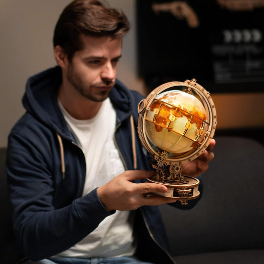 ROBOTIME Puzzle 3D Madera De Globo Luminoso, Maquetas Para Construir Adultos, Mecánica Construcción Manualidades Kits