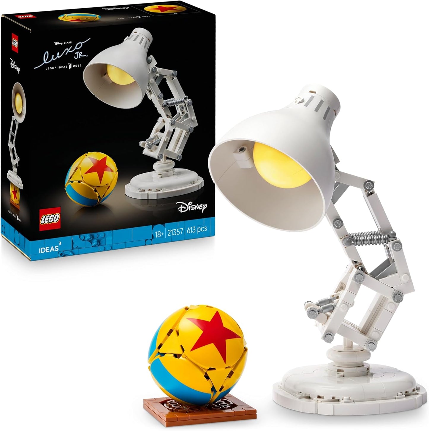 LEGO Ideas | Disney Pixar Luxo Jr. Modelo De Exposición Construible Y Coleccionable Para Adultos, Recuerdo Cinematográfico, Nostálgico Regalo Para Hombres, Mujeres Y Fans 21357