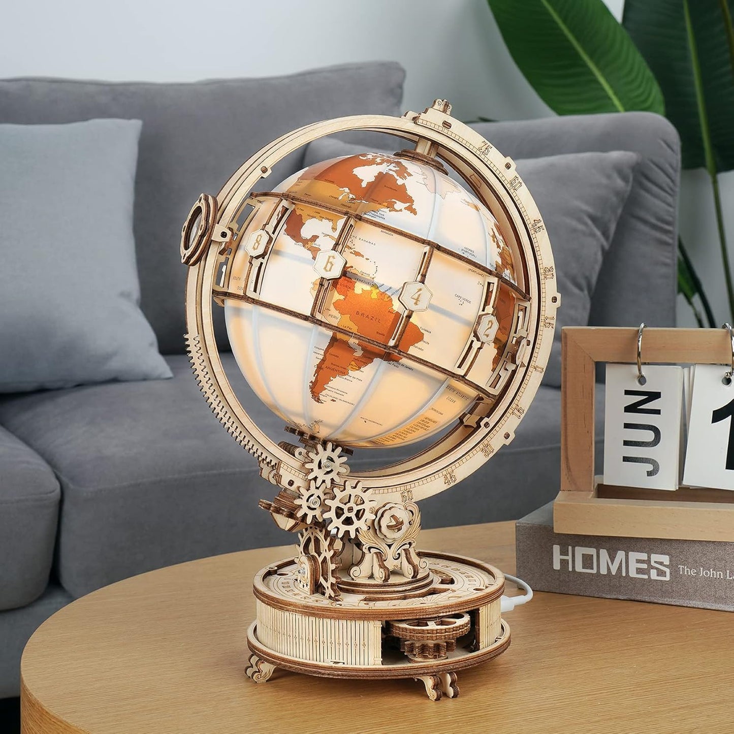 ROBOTIME Puzzle 3D Madera De Globo Luminoso, Maquetas Para Construir Adultos, Mecánica Construcción Manualidades Kits