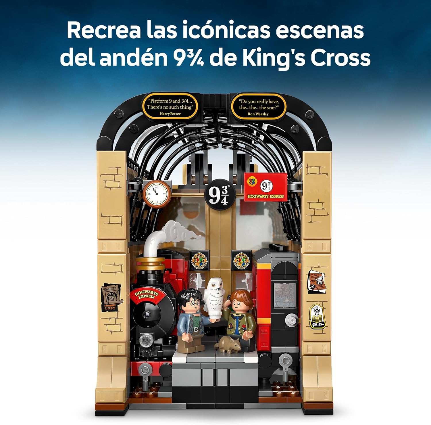 LEGO Harry Potter Rincón Entre Libros: Expreso De Hogwarts - Sujetalibros Con Un Tren De Juguete -2 Minifiguras (Harry Y Ron Weasley) Y Figura De Hedwig - Regalo Para Niñas Y Niños De 10+ Años 76450