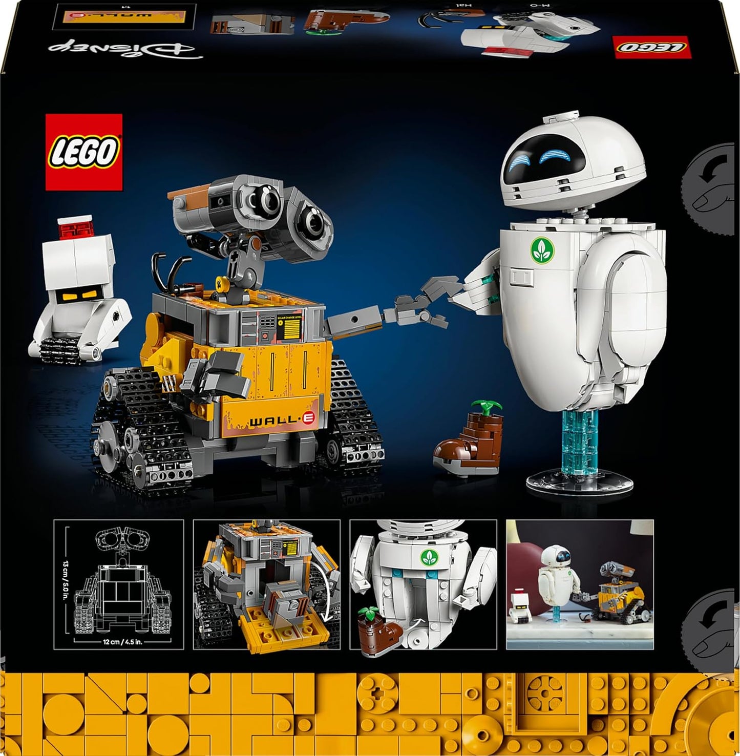 LEGO | Disney Pixar Wall-E Y Eve - Kit De Maquetas Para Adultos - Robots De Ladrillos Con Figuras De M-O Y HAL - Decoración Para El Hogar - Regalo Coleccionable Para Fans De La Película 43279