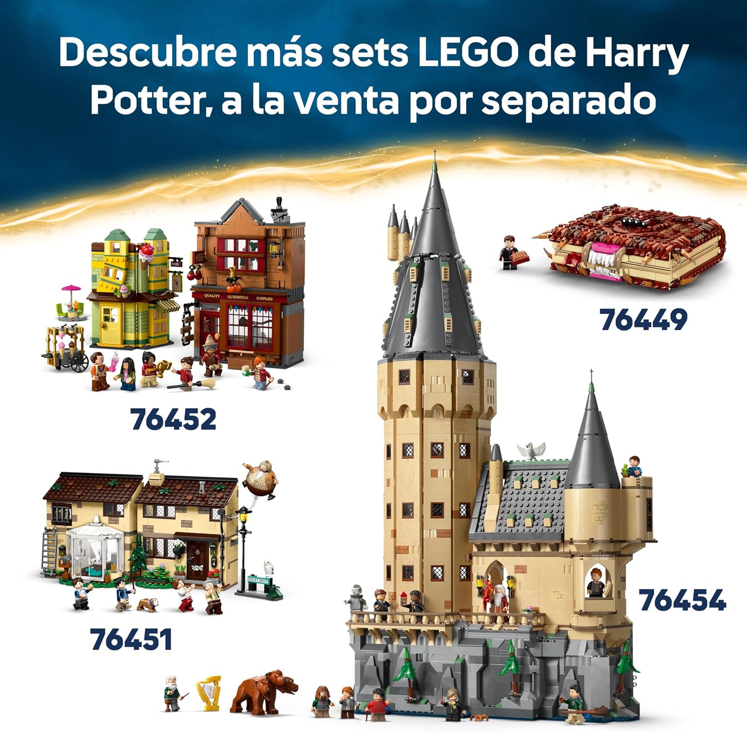 LEGO Harry Potter Rincón Entre Libros: Expreso De Hogwarts - Sujetalibros Con Un Tren De Juguete -2 Minifiguras (Harry Y Ron Weasley) Y Figura De Hedwig - Regalo Para Niñas Y Niños De 10+ Años 76450