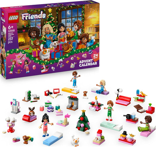 LEGO Friends Calendario De Adviento 2025 Para Niñas De 6+ Años - Juguete Para La Cuenta Atrás De Navidad Con 24 Sorpresas Inc. 5 Mini Muñecas, 5 Figuras De Animales Y Accesorios Adorables 42668