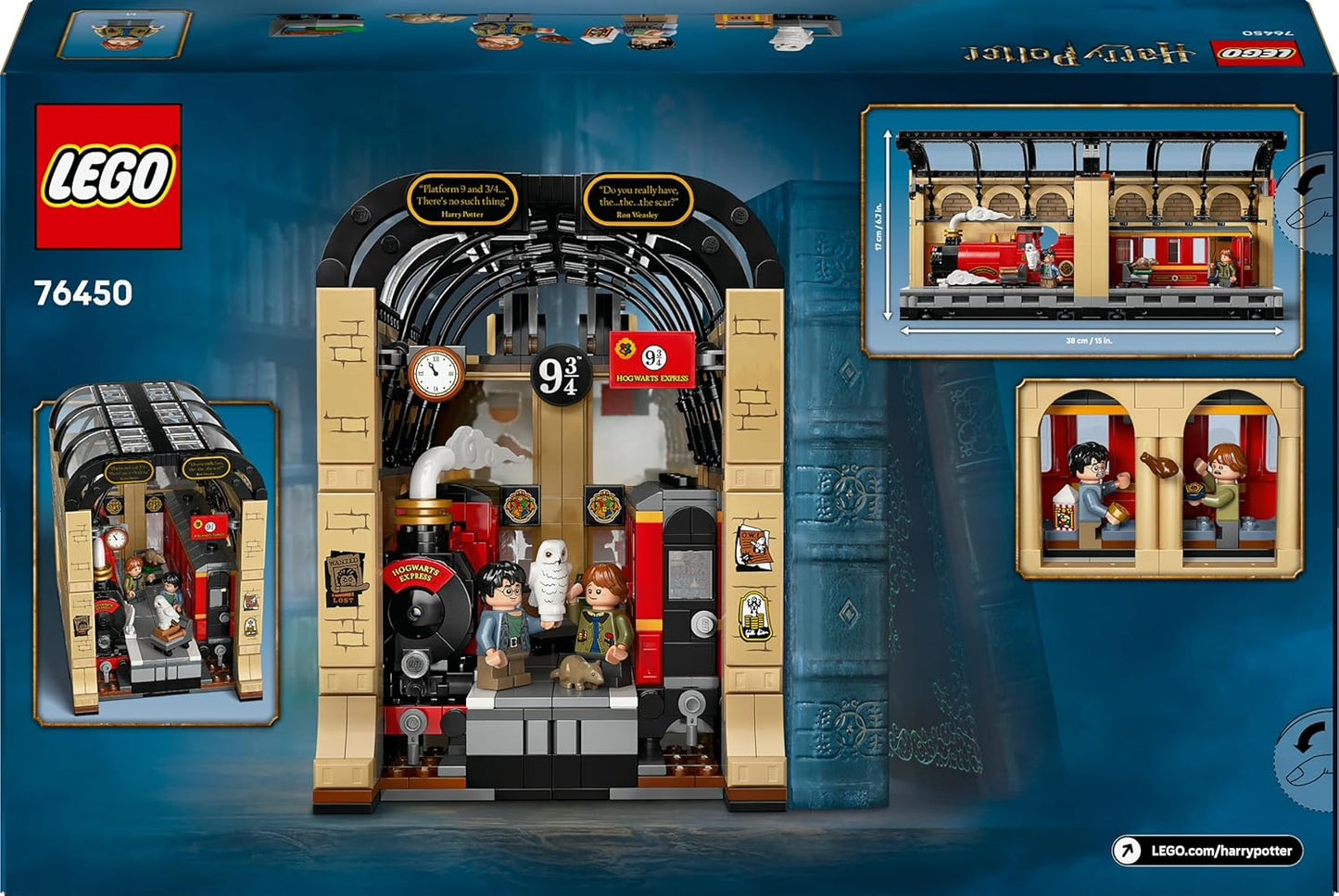 LEGO Harry Potter Rincón Entre Libros: Expreso De Hogwarts - Sujetalibros Con Un Tren De Juguete -2 Minifiguras (Harry Y Ron Weasley) Y Figura De Hedwig - Regalo Para Niñas Y Niños De 10+ Años 76450