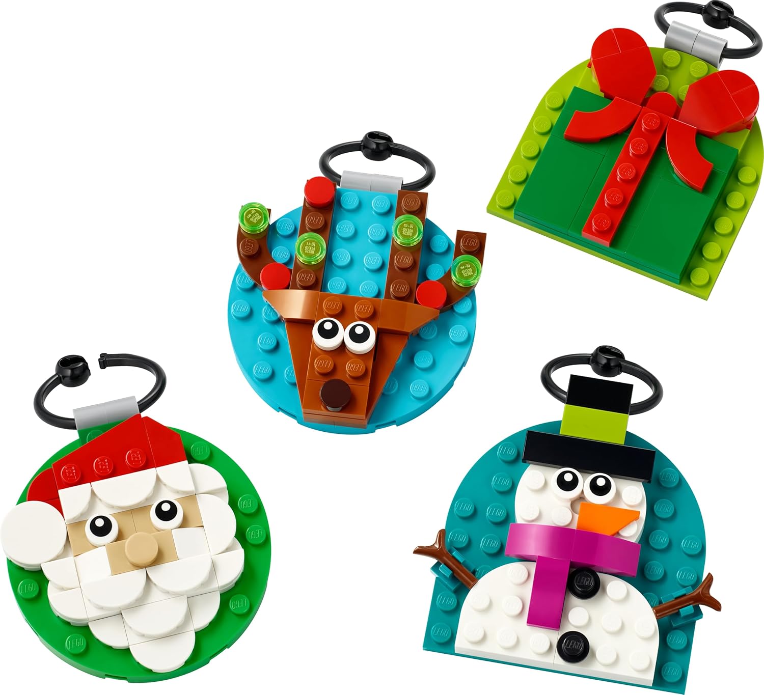 LEGO Selección De Adornos Navideños - Kit De Maquetas Con 4 Decoraciones Navideñas Para Colgar Inc. Papá Noel, Muñeco De Nieve Y Reno - Regalo Para Niñas Y Niños De 6+ Años 40744
