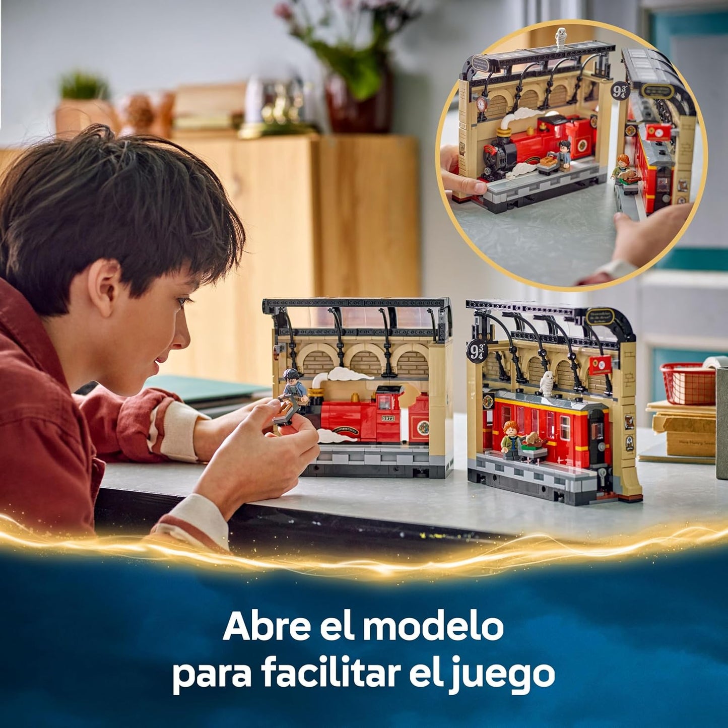 LEGO Harry Potter Rincón Entre Libros: Expreso De Hogwarts - Sujetalibros Con Un Tren De Juguete -2 Minifiguras (Harry Y Ron Weasley) Y Figura De Hedwig - Regalo Para Niñas Y Niños De 10+ Años 76450