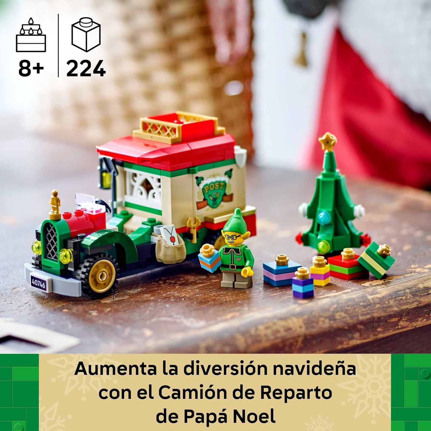 LEGO Camión De Reparto De Papá Noel De Juguete - Maqueta Colorida Para Exponer Con Árbol De Navidad, Regalos Y Adornos Navideños Niños Y Niñas De 8+ Años 40746