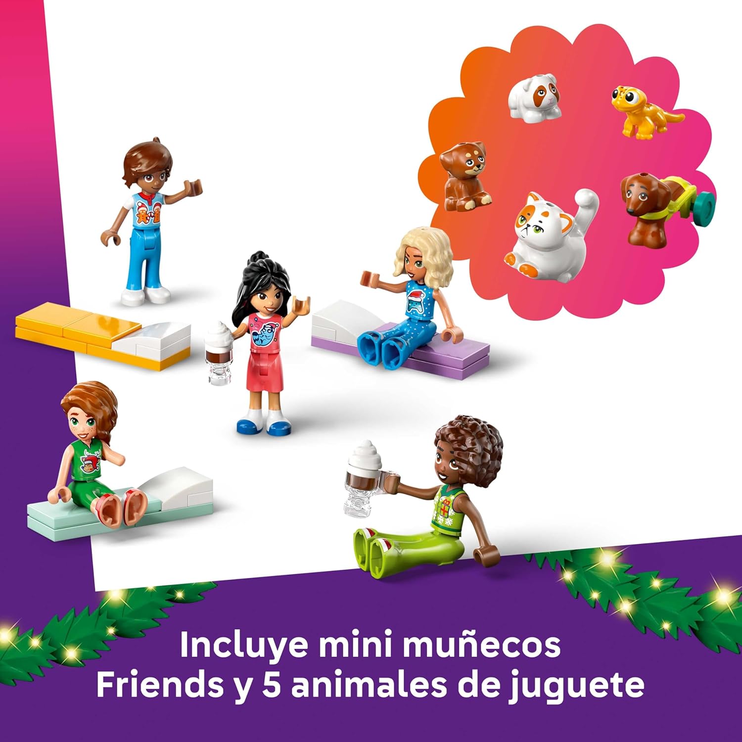 LEGO Friends Calendario De Adviento 2025 Para Niñas De 6+ Años - Juguete Para La Cuenta Atrás De Navidad Con 24 Sorpresas Inc. 5 Mini Muñecas, 5 Figuras De Animales Y Accesorios Adorables 42668