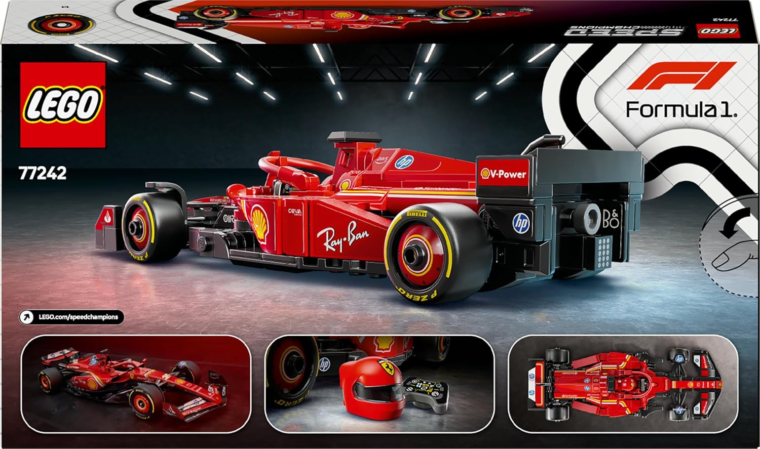 LEGO Speed Champions Coche De Carreras Ferrari SF-24 F1 De Juguete - Maqueta De Vehículo Rojo De Fórmula 1 Y Minifigura De Piloto - Regalo Para Niños Y Niñas De 10+ Años - Regalo De Reyes Magos 77242