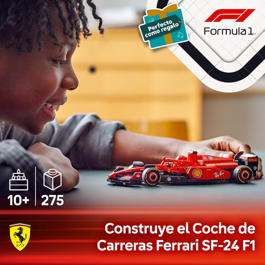 LEGO Speed Champions Coche De Carreras Ferrari SF-24 F1 De Juguete - Maqueta De Vehículo Rojo De Fórmula 1 Y Minifigura De Piloto - Regalo Para Niños Y Niñas De 10+ Años - Regalo De Reyes Magos 77242