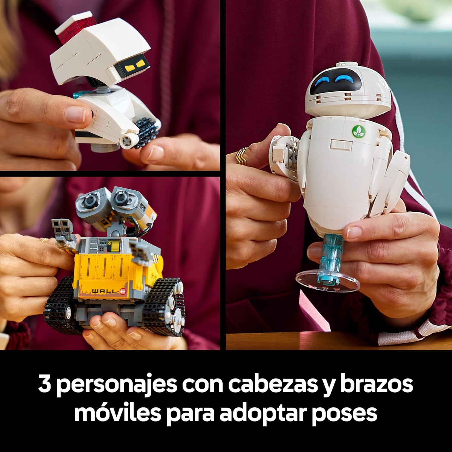 LEGO | Disney Pixar Wall-E Y Eve - Kit De Maquetas Para Adultos - Robots De Ladrillos Con Figuras De M-O Y HAL - Decoración Para El Hogar - Regalo Coleccionable Para Fans De La Película 43279