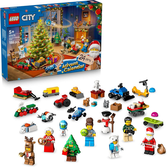 LEGO City Calendario De Adviento 2025 Para Niños Y Niñas De 5+ Años - Cuenta Atrás De Navidad Con 24 Sorpresas Inc. Tren, Coche, Tractor De Juguete, Oso Polar Y 7 Minifiguras - Regalo Navideño 60475