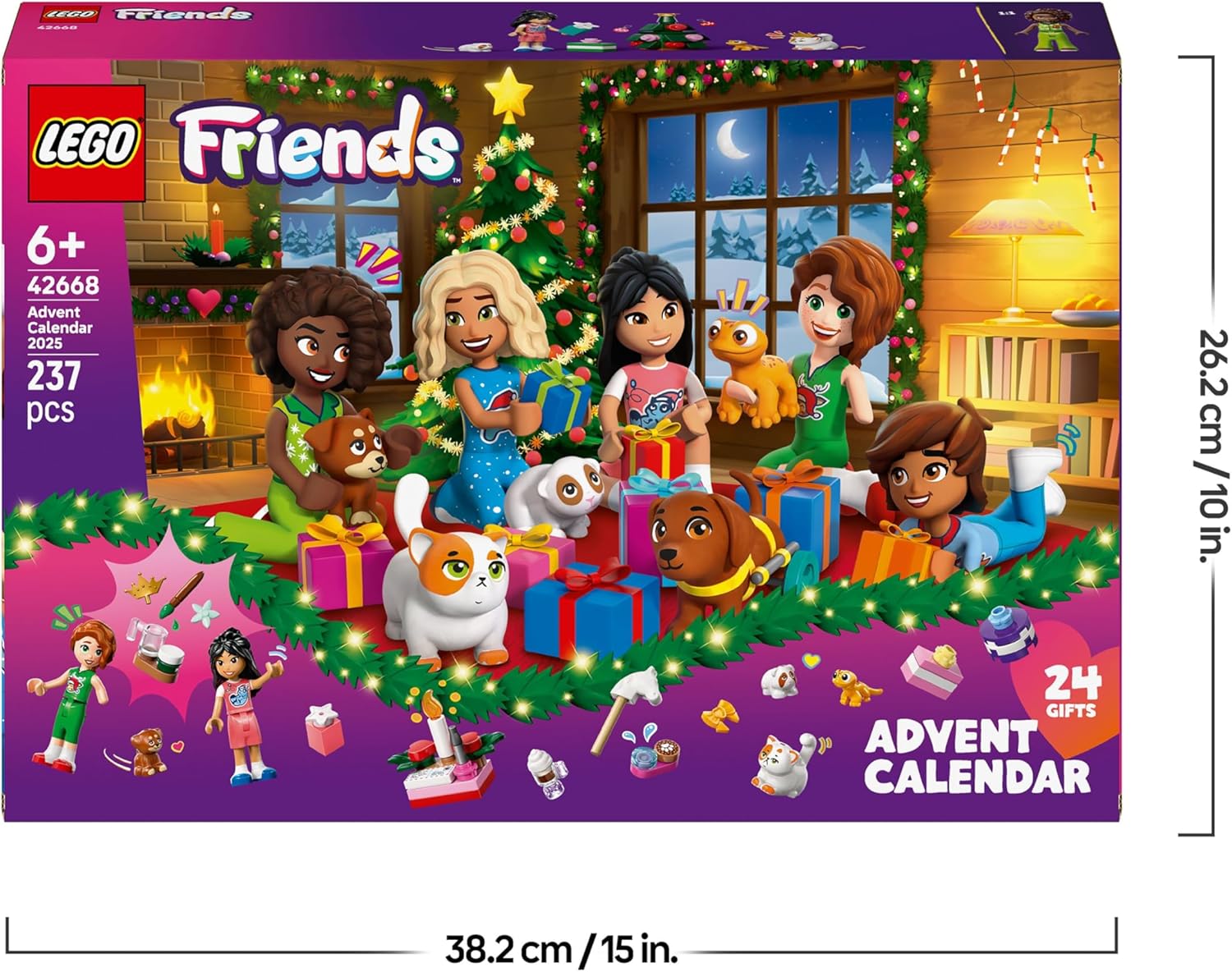 LEGO Friends Calendario De Adviento 2025 Para Niñas De 6+ Años - Juguete Para La Cuenta Atrás De Navidad Con 24 Sorpresas Inc. 5 Mini Muñecas, 5 Figuras De Animales Y Accesorios Adorables 42668
