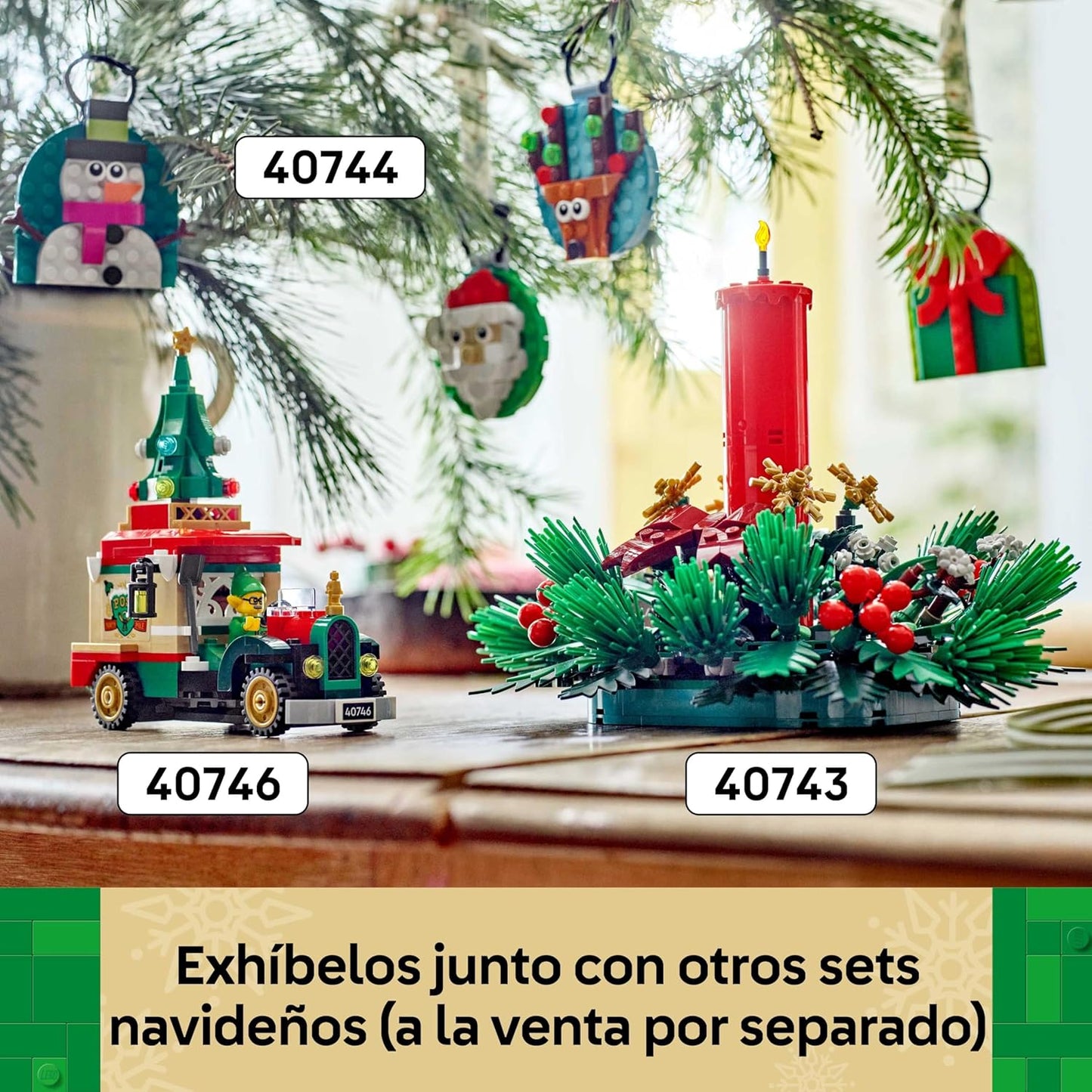 LEGO Selección De Adornos Navideños - Kit De Maquetas Con 4 Decoraciones Navideñas Para Colgar Inc. Papá Noel, Muñeco De Nieve Y Reno - Regalo Para Niñas Y Niños De 6+ Años 40744