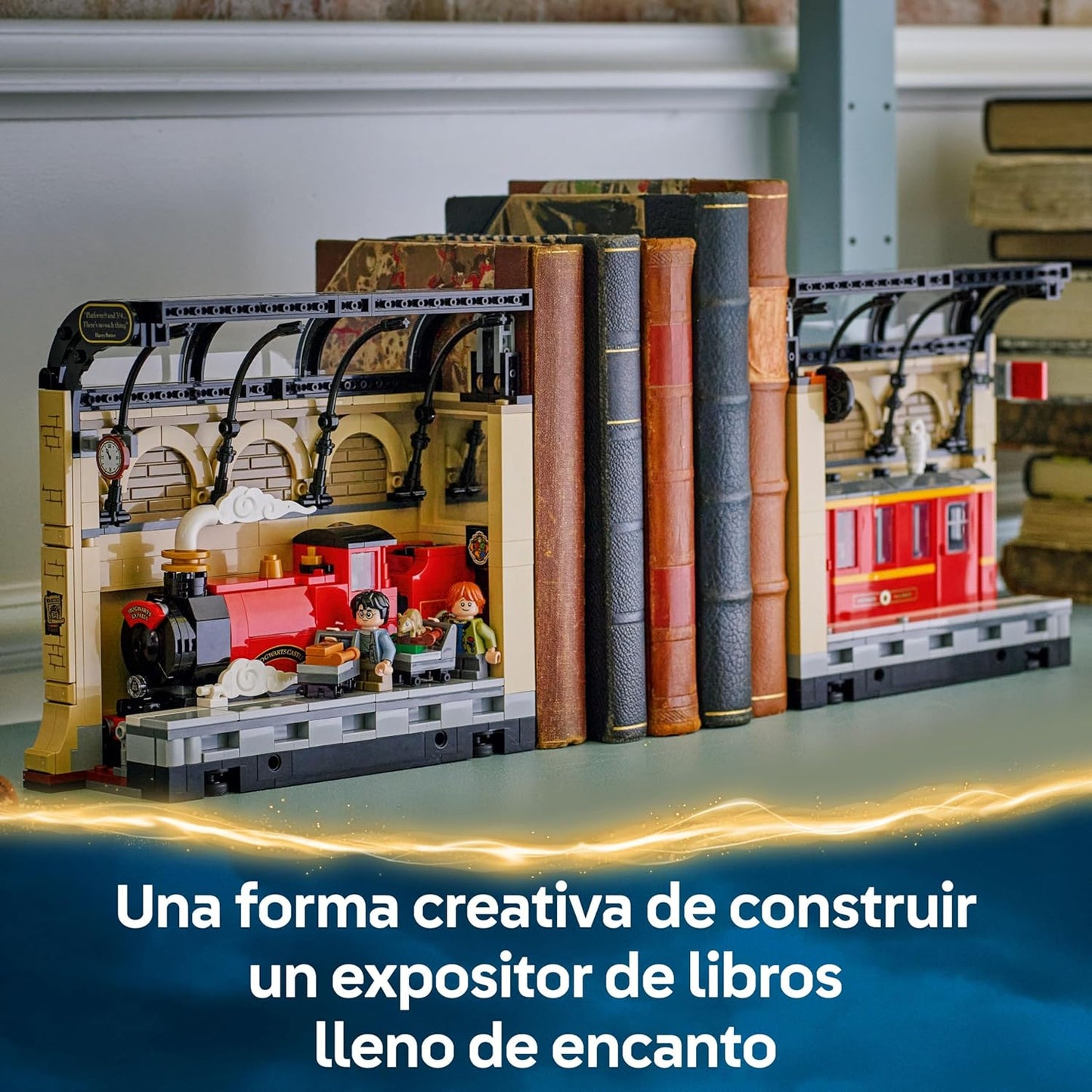 LEGO Harry Potter Rincón Entre Libros: Expreso De Hogwarts - Sujetalibros Con Un Tren De Juguete -2 Minifiguras (Harry Y Ron Weasley) Y Figura De Hedwig - Regalo Para Niñas Y Niños De 10+ Años 76450