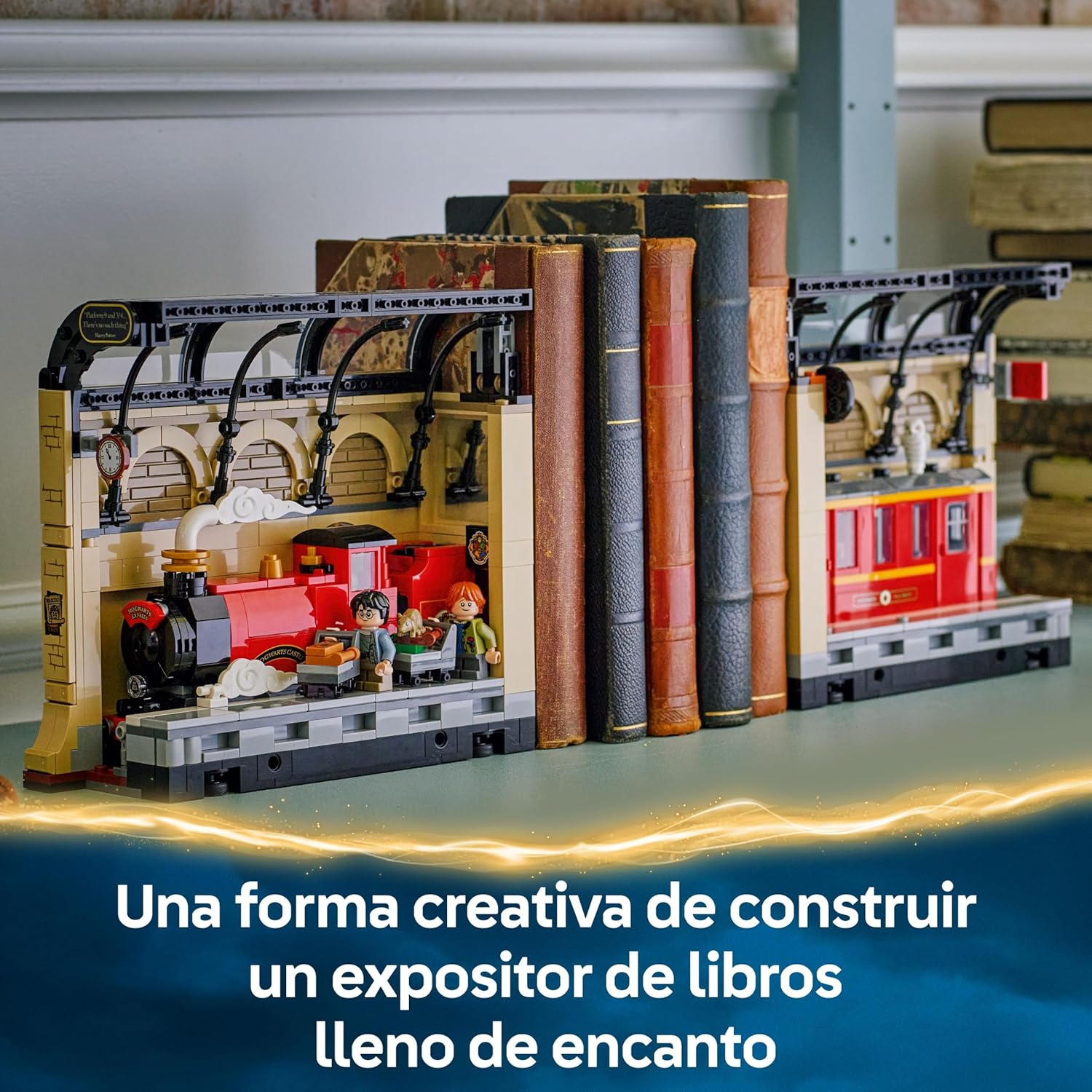 LEGO Harry Potter Rincón Entre Libros: Expreso De Hogwarts - Sujetalibros Con Un Tren De Juguete -2 Minifiguras (Harry Y Ron Weasley) Y Figura De Hedwig - Regalo Para Niñas Y Niños De 10+ Años 76450