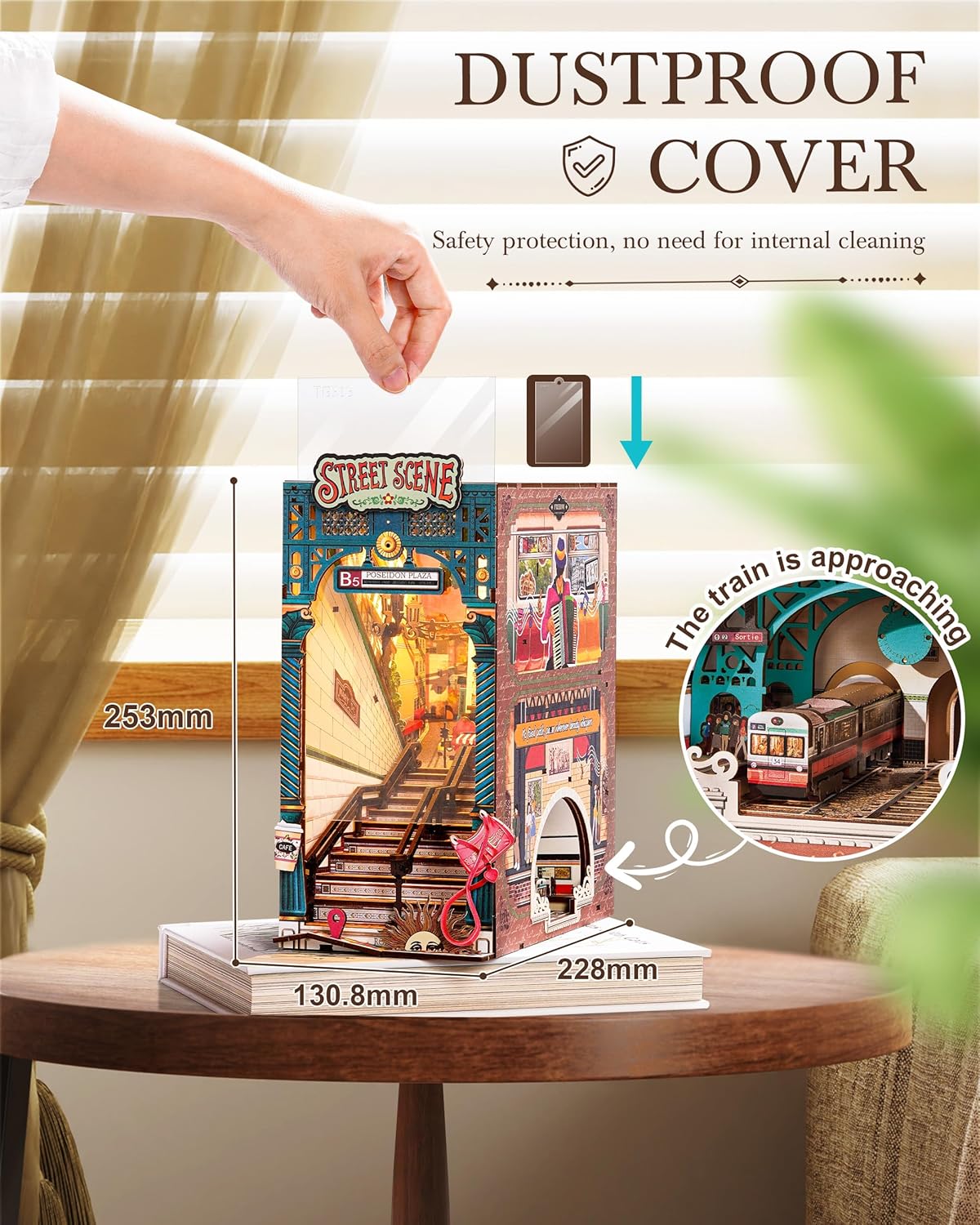 ROBOTIME Book Nook DIY Con Luces LED, Maqueta De Madera En Miniatura Para Estantería, Decoración Creativa, Regalo Original Para Adultos Y Adolescentes – Escena Callejera