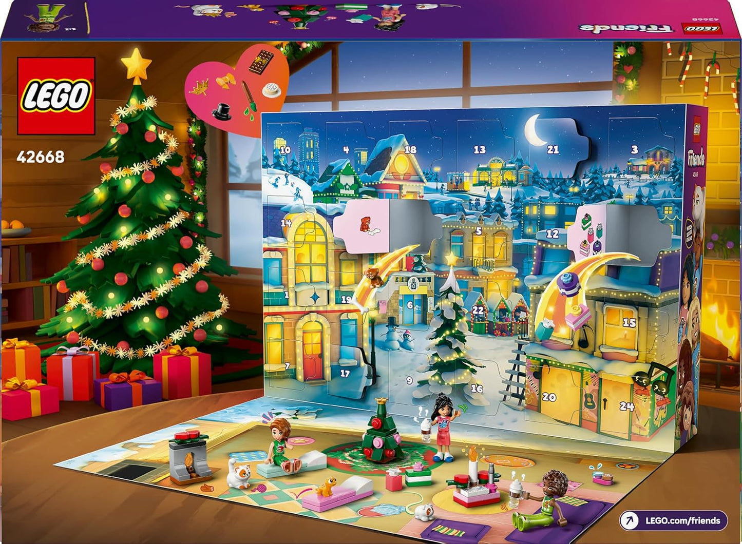 LEGO Friends Calendario De Adviento 2025 Para Niñas De 6+ Años - Juguete Para La Cuenta Atrás De Navidad Con 24 Sorpresas Inc. 5 Mini Muñecas, 5 Figuras De Animales Y Accesorios Adorables 42668