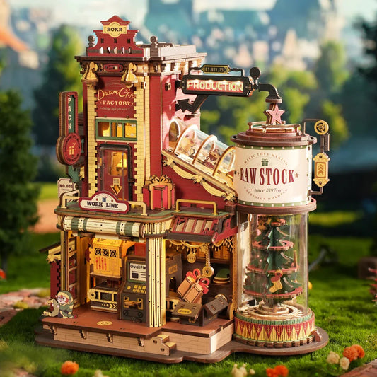 Maqueta de Madera 3D Dream Gift Factory con Caja de Música 🎄🎁