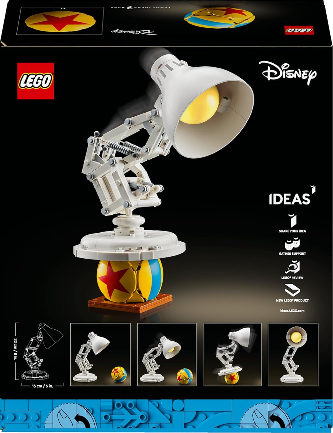 LEGO Ideas | Disney Pixar Luxo Jr. Modelo De Exposición Construible Y Coleccionable Para Adultos, Recuerdo Cinematográfico, Nostálgico Regalo Para Hombres, Mujeres Y Fans 21357