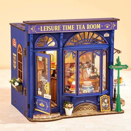 Rolife DIY Miniature Dollhouse Kit Leisure Time Tea Roomcrafts Hobbies Amazing Gift for Women Children DG171