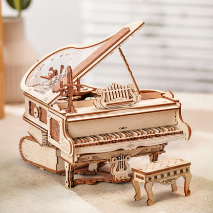 ROBOTIME Puzzle 3D De Madera, Caja De Música Mágica Con Piano, Kits De Maqueta Madera Para Adultos, Construcción De Modelos De Engranajes