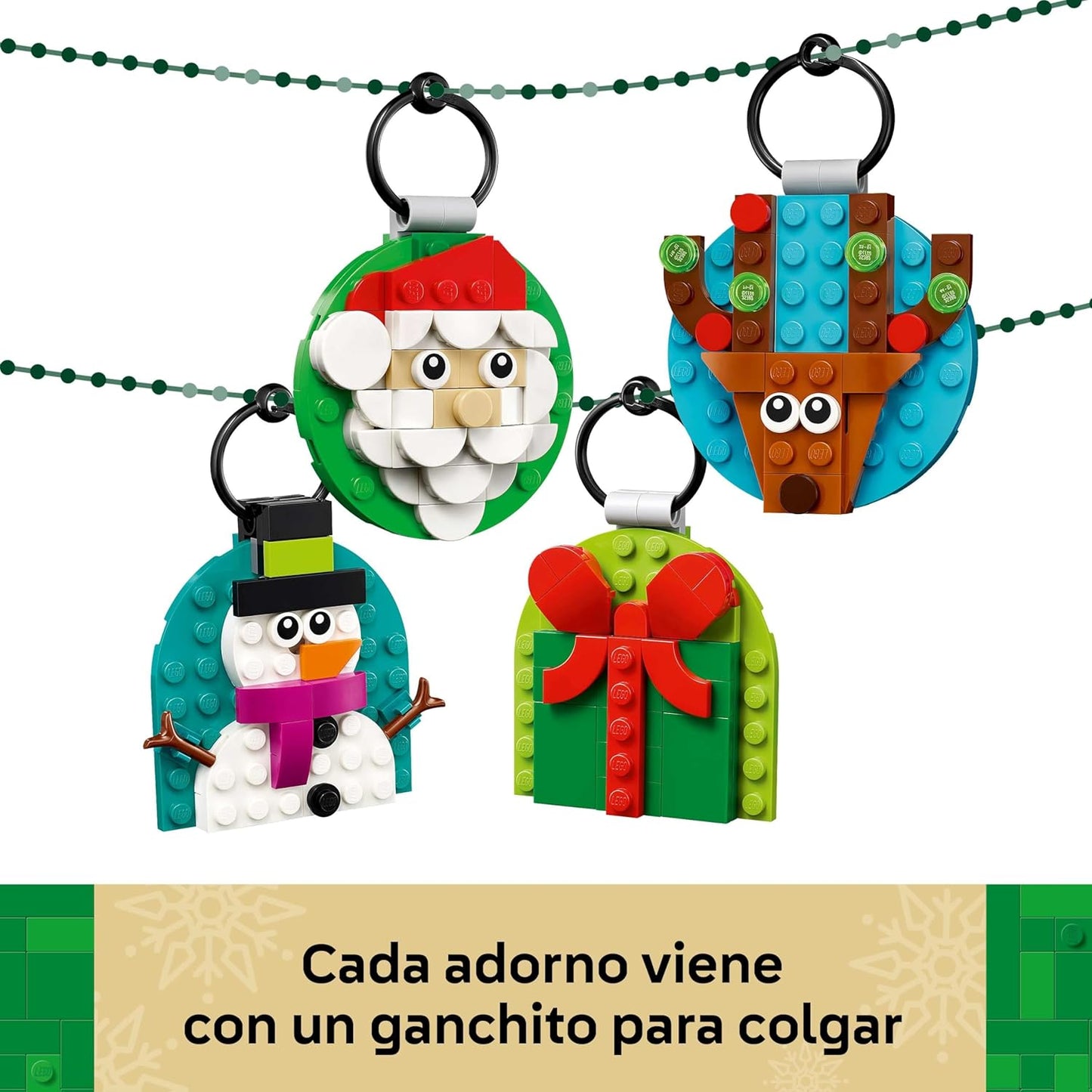 LEGO Selección De Adornos Navideños - Kit De Maquetas Con 4 Decoraciones Navideñas Para Colgar Inc. Papá Noel, Muñeco De Nieve Y Reno - Regalo Para Niñas Y Niños De 6+ Años 40744