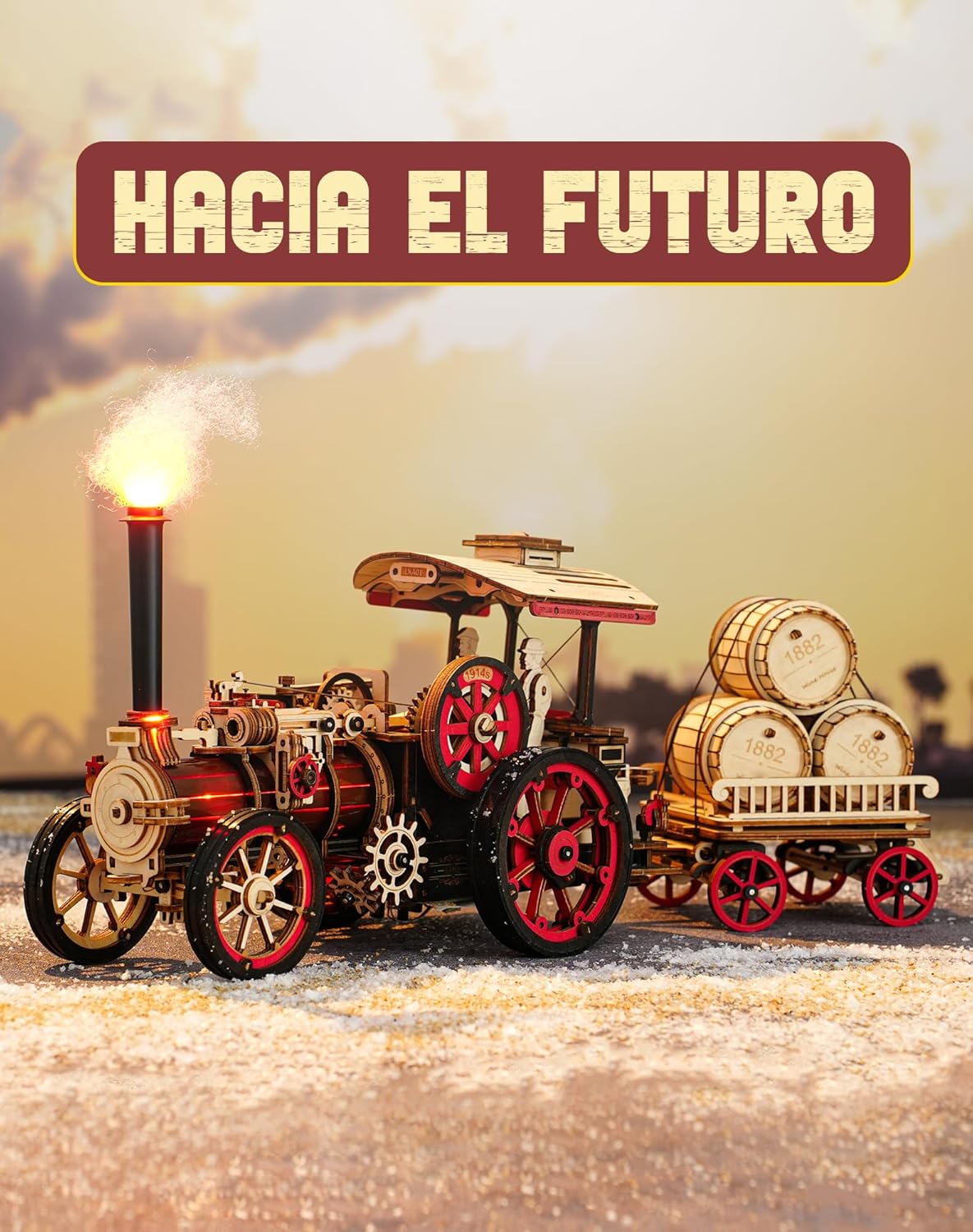 ROBOTIME Puzzle 3D Madera Adultos Maquetas Para Construir Rompecabezas Montar Decoración Pasatiempo Regalos De Calidad Para Chicos (Máquina De Vapor)