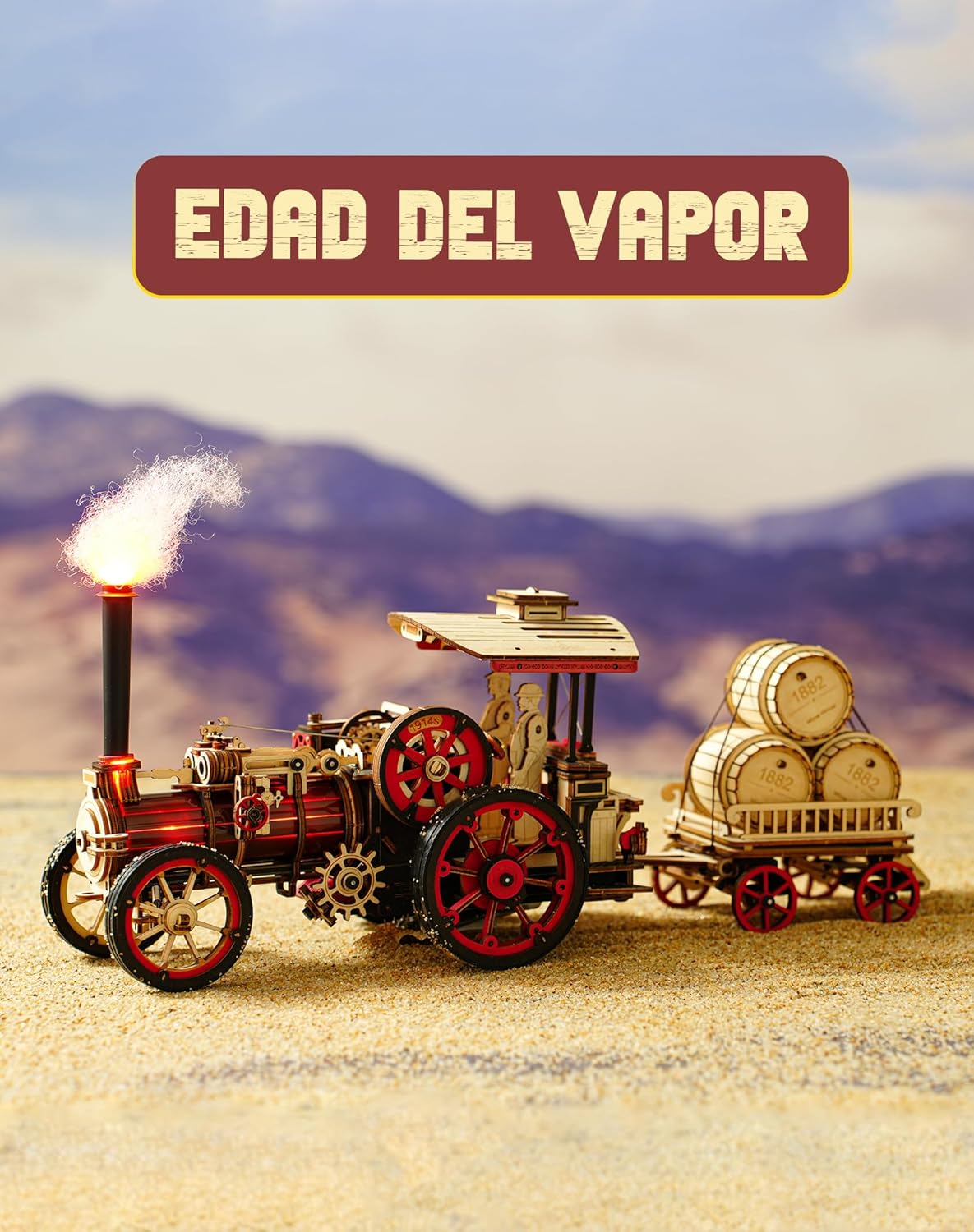 ROBOTIME Puzzle 3D Madera Adultos Maquetas Para Construir Rompecabezas Montar Decoración Pasatiempo Regalos De Calidad Para Chicos (Máquina De Vapor)