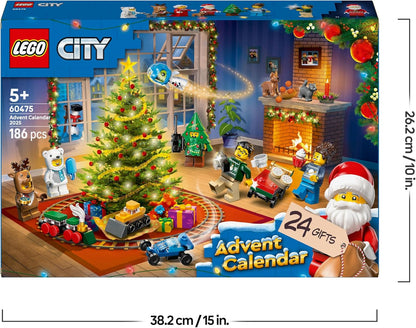 LEGO City Calendario De Adviento 2025 Para Niños Y Niñas De 5+ Años - Cuenta Atrás De Navidad Con 24 Sorpresas Inc. Tren, Coche, Tractor De Juguete, Oso Polar Y 7 Minifiguras - Regalo Navideño 60475