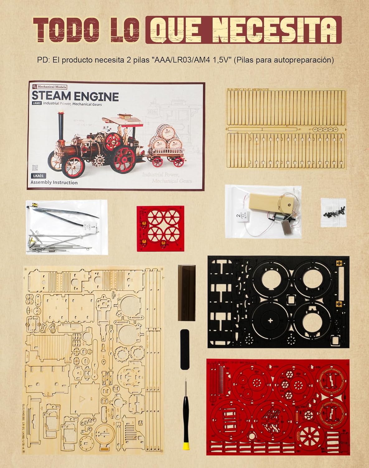 ROBOTIME Puzzle 3D Madera Adultos Maquetas Para Construir Rompecabezas Montar Decoración Pasatiempo Regalos De Calidad Para Chicos (Máquina De Vapor)
