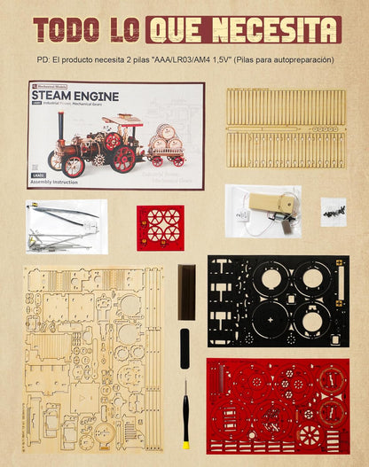 ROBOTIME Puzzle 3D Madera Adultos Maquetas Para Construir Rompecabezas Montar Decoración Pasatiempo Regalos De Calidad Para Chicos (Máquina De Vapor)