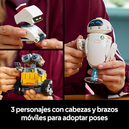 LEGO | Disney Pixar Wall-E Y Eve - Kit De Maquetas Para Adultos - Robots De Ladrillos Con Figuras De M-O Y HAL - Decoración Para El Hogar - Regalo Coleccionable Para Fans De La Película 43279