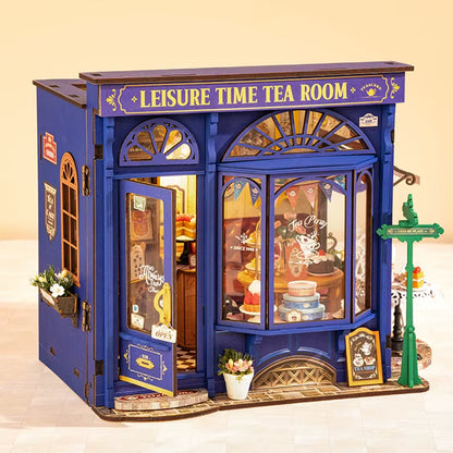 Rolife DIY Miniature Dollhouse Kit Leisure Time Tea Roomcrafts Hobbies Amazing Gift for Women Children DG171